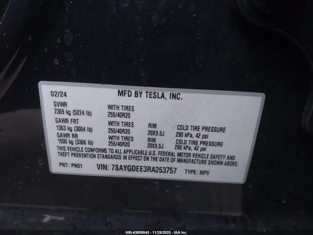 2024 TESLA MODEL Y 7SAYGDEE3RA253757 Photo 8
