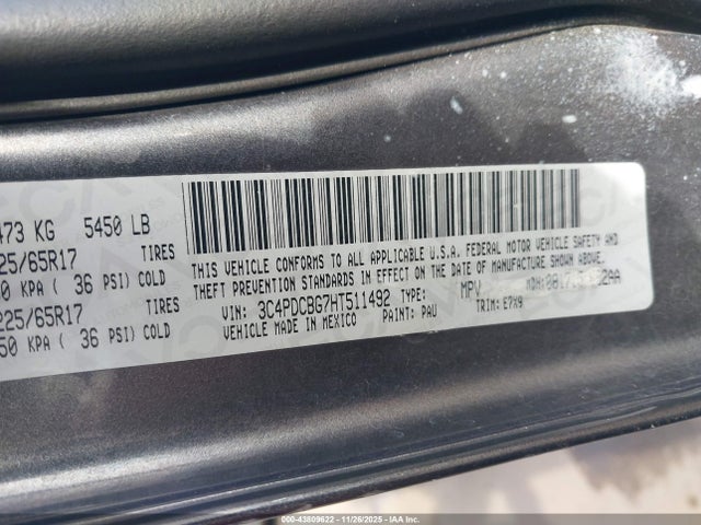 3C4PDCBG7HT511492 Dodge Journey Sxt