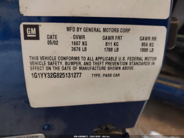 2002 CHEVROLET CORVETTE 1G1YY32G825131277 Photo 8