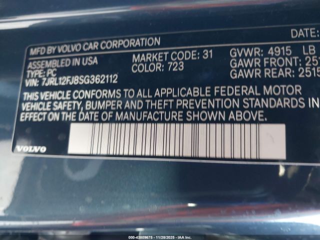 2025 VOLVO S60 7JRL12FJ8SG362112 Photo 8