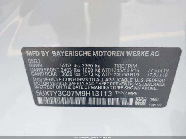 2021 BMW X3 5UXTY3C07M9H13113 Photo 8