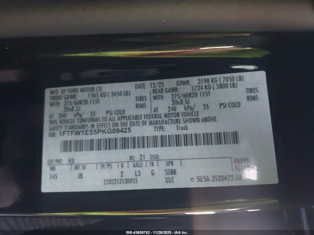 1FTFW1E55PKG09425 Ford F-150 Xl