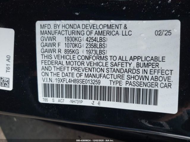 2025 HONDA CIVIC HYBRID 19XFL4H89SE013259 Photo 8