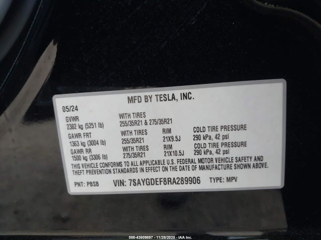 2024 TESLA MODEL Y 7SAYGDEF8RA289906 Photo 8