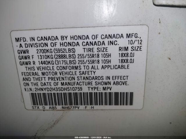 2013 ACURA MDX 2HNYD2H35DH510759 Photo 8