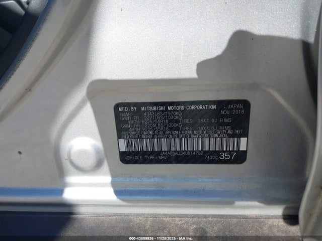 2019 MITSUBISHI OUTLANDER SPORT JA4AP4AU5KU014782 Photo 8