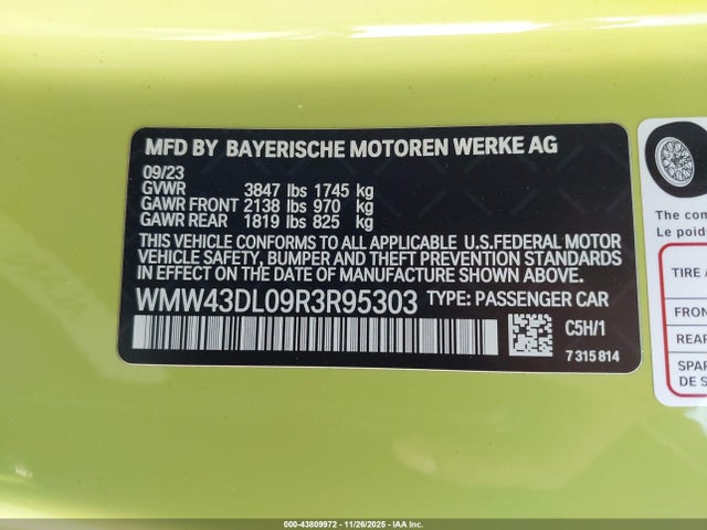 WMW43DL09R3R95303 Mini Convertible Cooper S