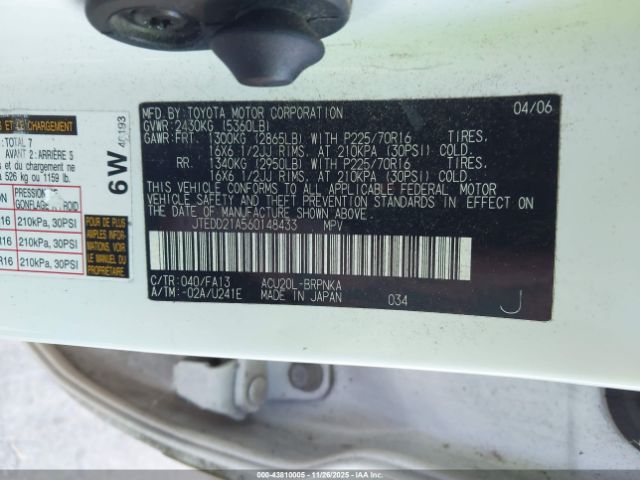 2006 TOYOTA HIGHLANDER JTEDD21A560148433 Photo 8