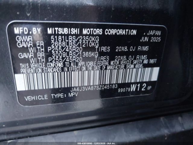 2025 MITSUBISHI OUTLANDER JA4J3VA87SZ045183 Photo 8