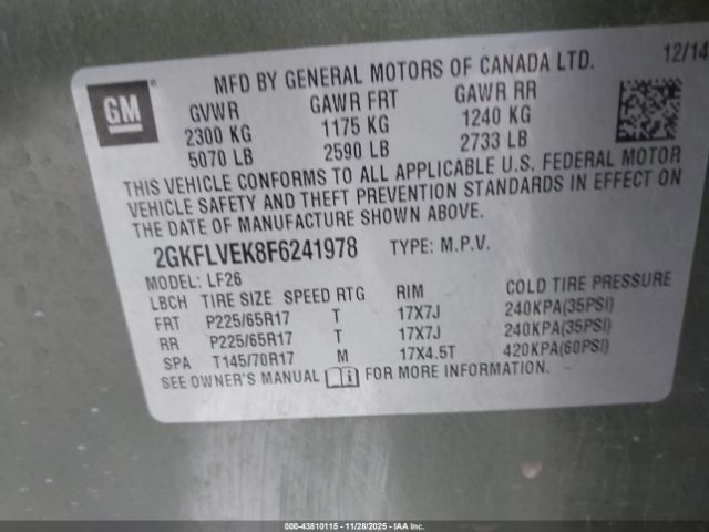 2015 GMC TERRAIN 2GKFLVEK8F6241978 Photo 8