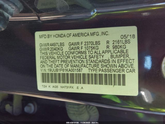 2019 ACURA TLX 19UUB1F61KA001587 Photo 8