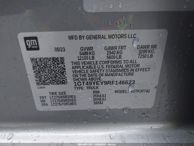 43810197 :رقم المزاد ، 1GT49YEY9RF146623 vin ، 2024 Gmc Sierra 3500hd مزاد بيع