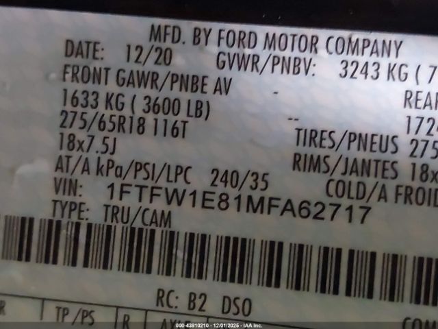2021 FORD F-150 1FTFW1E81MFA62717 Photo 8