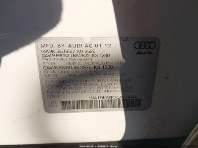 2012 AUDI Q5 WA1DKAFP7CA074482 Photo 8