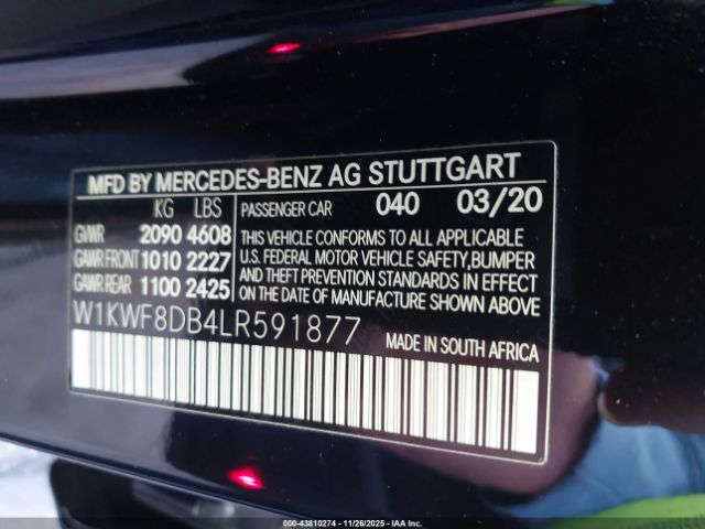 2020 MERCEDES-BENZ C 300 W1KWF8DB4LR591877 Photo 8