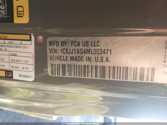 1C6JJTAG4ML553471 Jeep Gladiator Sport S 4x4