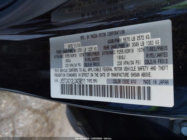 JM3TCACY2L0409611 Mazda Cx-9 Touring
