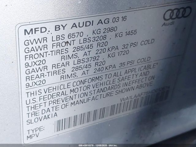 2017 AUDI Q7 WA1LAAF75HD010574 Photo 8