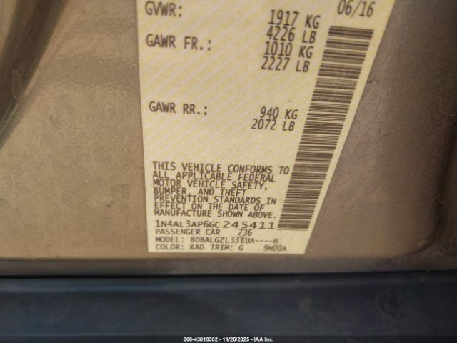 2016 NISSAN ALTIMA 1N4AL3AP6GC245411 Photo 8