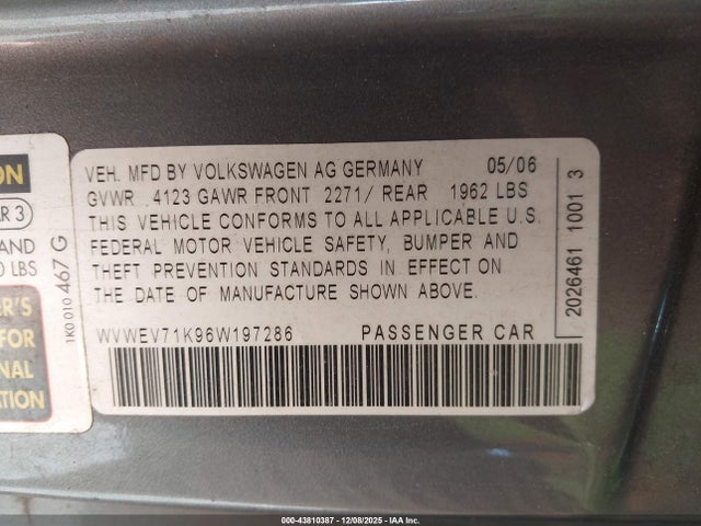 2006 VOLKSWAGEN GTI WVWEV71K96W197286 Photo 8