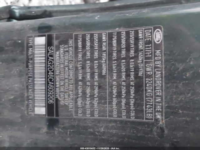 2012 LAND ROVER LR4 SALAG2D46CA609206 Photo 8