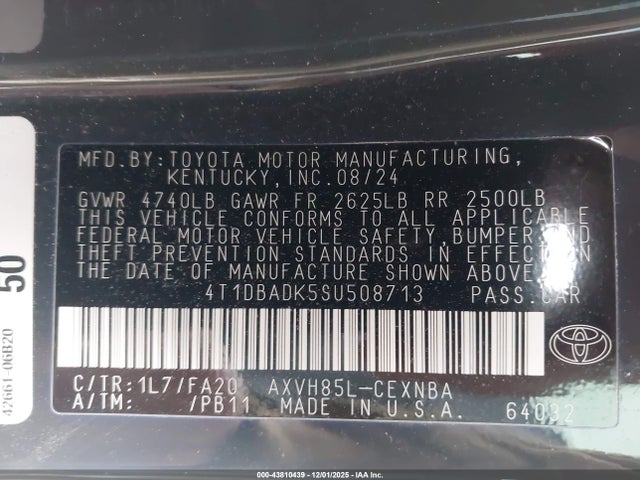 2025 TOYOTA CAMRY 4T1DBADK5SU508713 Photo 8