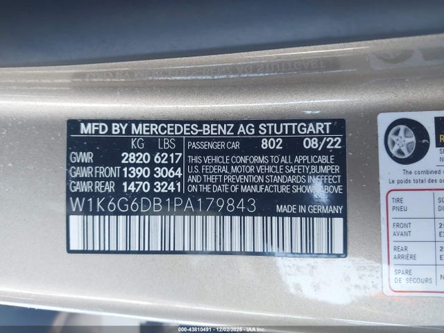 W1K6G6DB1PA179843 Mercedes-Benz S 500 4matic
