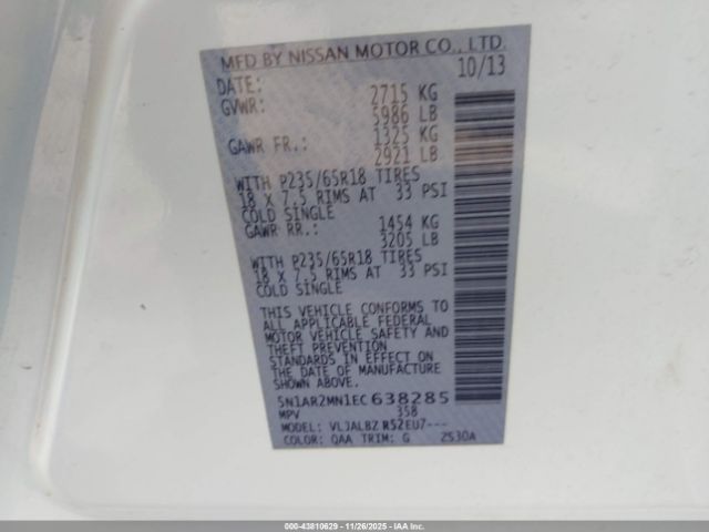 2014 NISSAN PATHFINDER 5N1AR2MN1EC638285 Photo 8