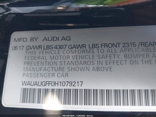 2017 AUDI A3 WAUAUGFF0H1079217 Photo 8