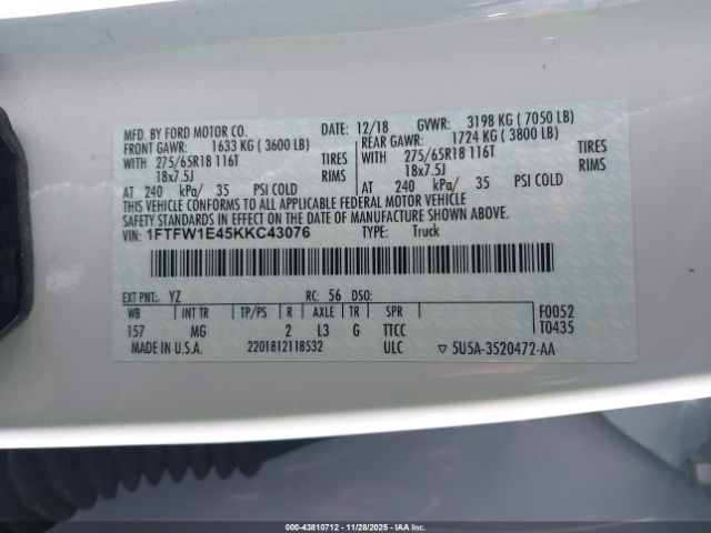 2019 FORD F-150 1FTFW1E45KKC43076 Photo 8