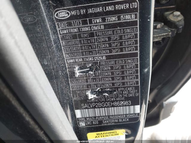 2014 LAND ROVER RANGE ROVER EVOQUE SALVP2BG0EH862983 Photo 8