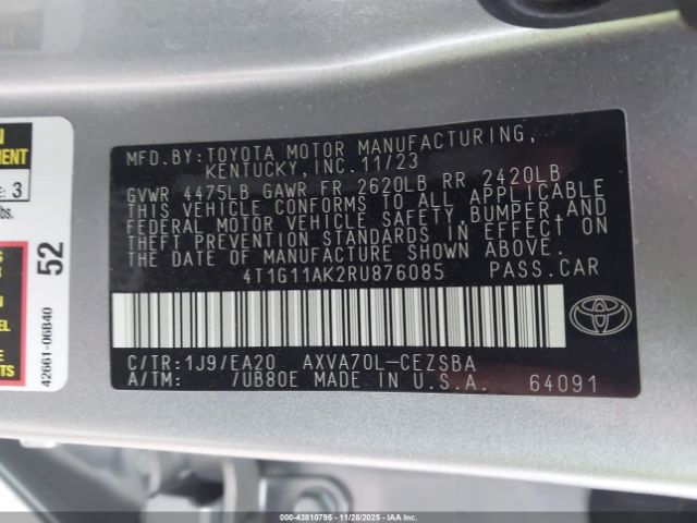 2024 TOYOTA CAMRY 4T1G11AK2RU876085 Photo 8