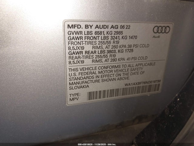 2022 AUDI Q7 WA1AXBF76ND019730 Photo 8