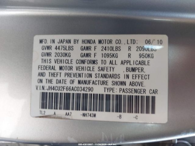2010 ACURA TSX JH4CU2F66AC034290 Photo 8