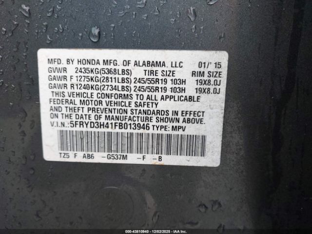 2015 ACURA MDX 5FRYD3H41FB013946 Photo 8