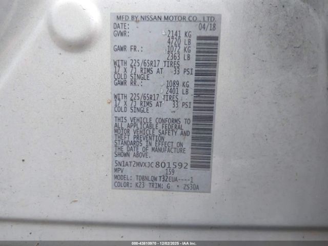 2018 NISSAN ROGUE 5N1AT2MVXJC801592 Photo 8