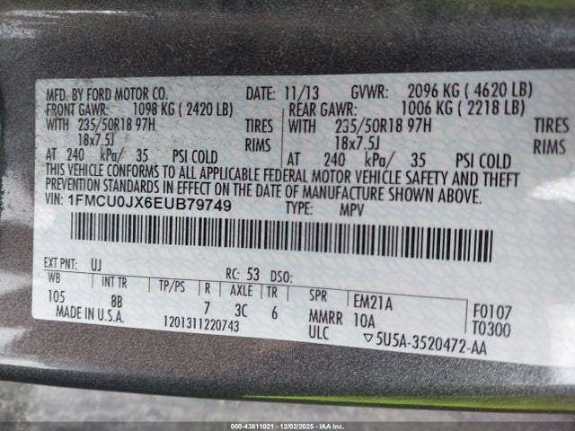 1FMCU0JX6EUB79749 Ford Escape Titanium