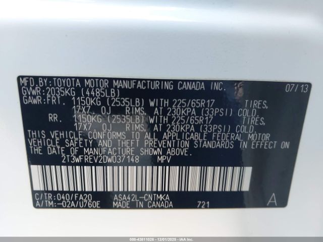2013 TOYOTA RAV4 2T3WFREV2DW037148 Photo 8