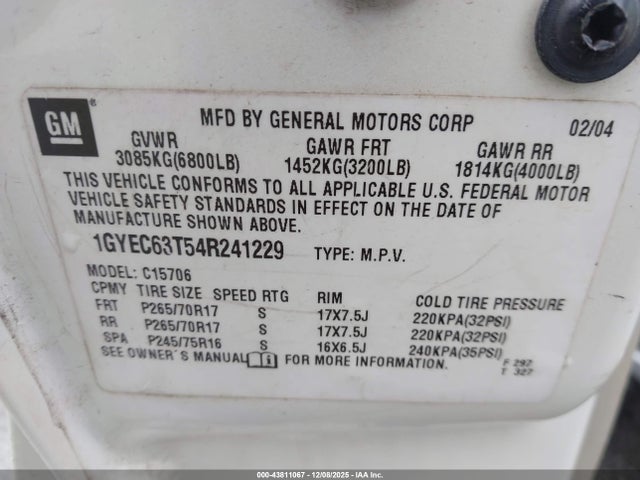 2004 CADILLAC ESCALADE 1GYEC63T54R241229 Photo 8