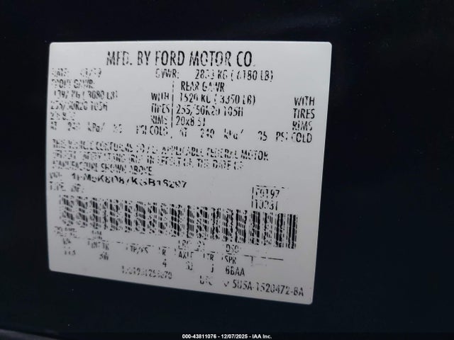 Продажа на аукционе авто 2019 Ford Explorer Xlt, vin: 1FM5K8D87KGB16297, номер лота: 43811076