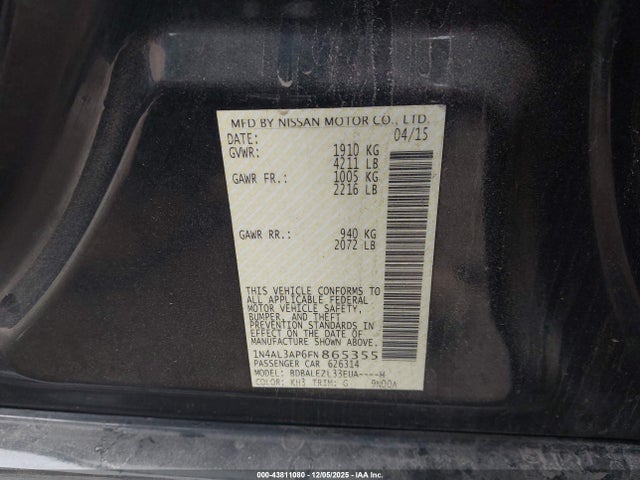 1N4AL3AP6FN865355 Nissan Altima 2.5 S