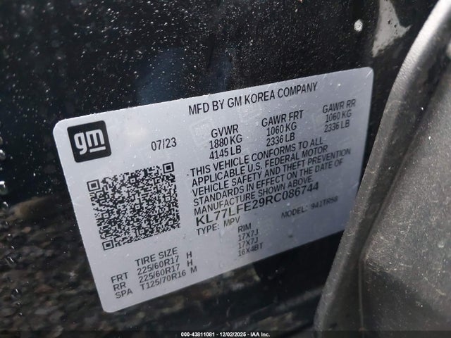 KL77LFE29RC086744 Chevrolet Trax Fwd Sp