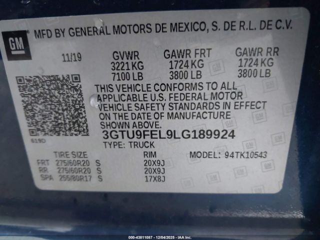 2020 GMC SIERRA 1500 3GTU9FEL9LG189924 Photo 8