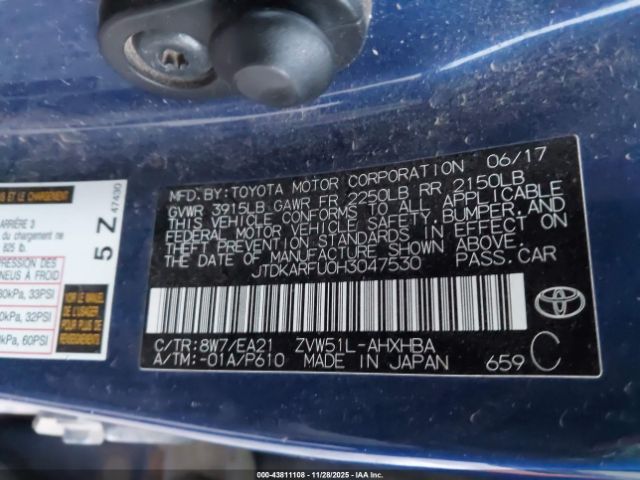 2017 TOYOTA PRIUS JTDKARFU0H3047530 Photo 8