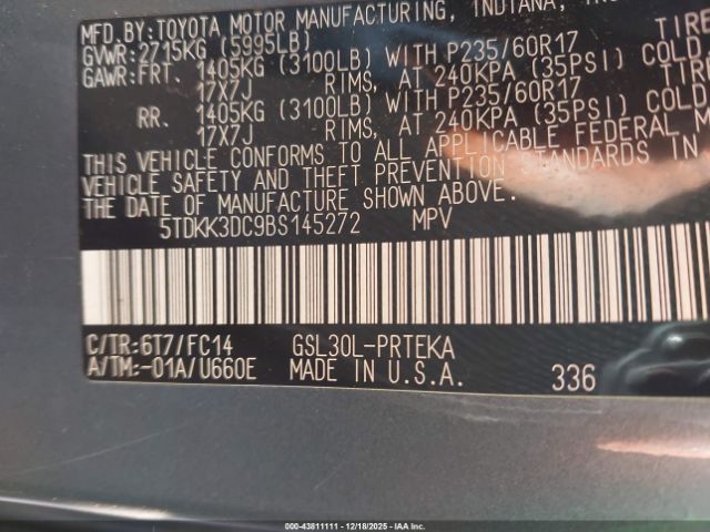 2011 TOYOTA SIENNA 5TDKK3DC9BS145272 Photo 8