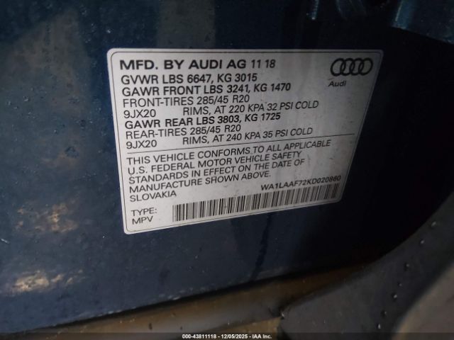 2019 AUDI Q7 WA1LAAF72KD020860 Photo 8