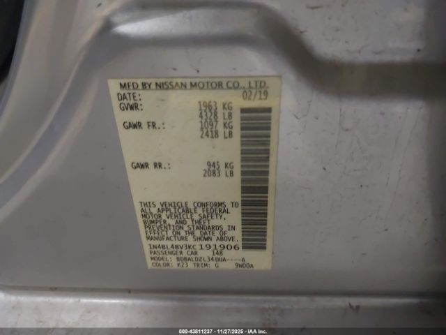 2019 NISSAN ALTIMA 1N4BL4BV3KC191906 Photo 8