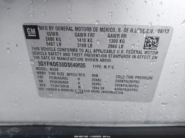 2013 CADILLAC SRX 3GYFNDE30DS649635 Photo 8