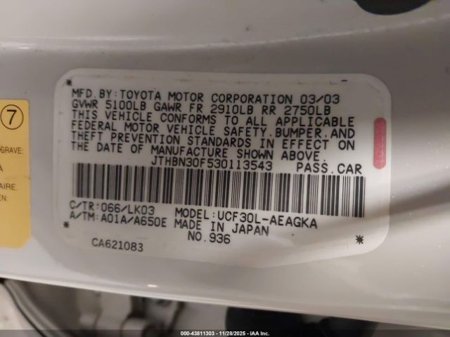 2003 LEXUS LS 430 JTHBN30F530113543 Photo 8