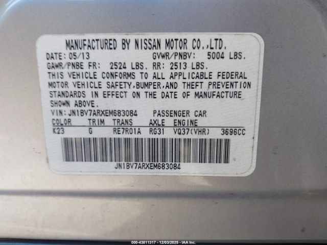 2014 INFINITI Q50 JN1BV7ARXEM683084 Photo 8